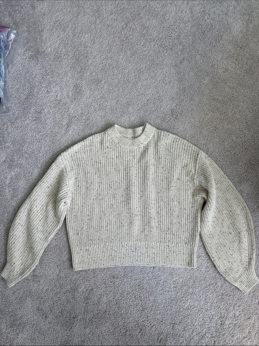 H&M Cream/black Speckled Shaker-Knit Cotton Sweater – Size Small - Picture 2 of 7